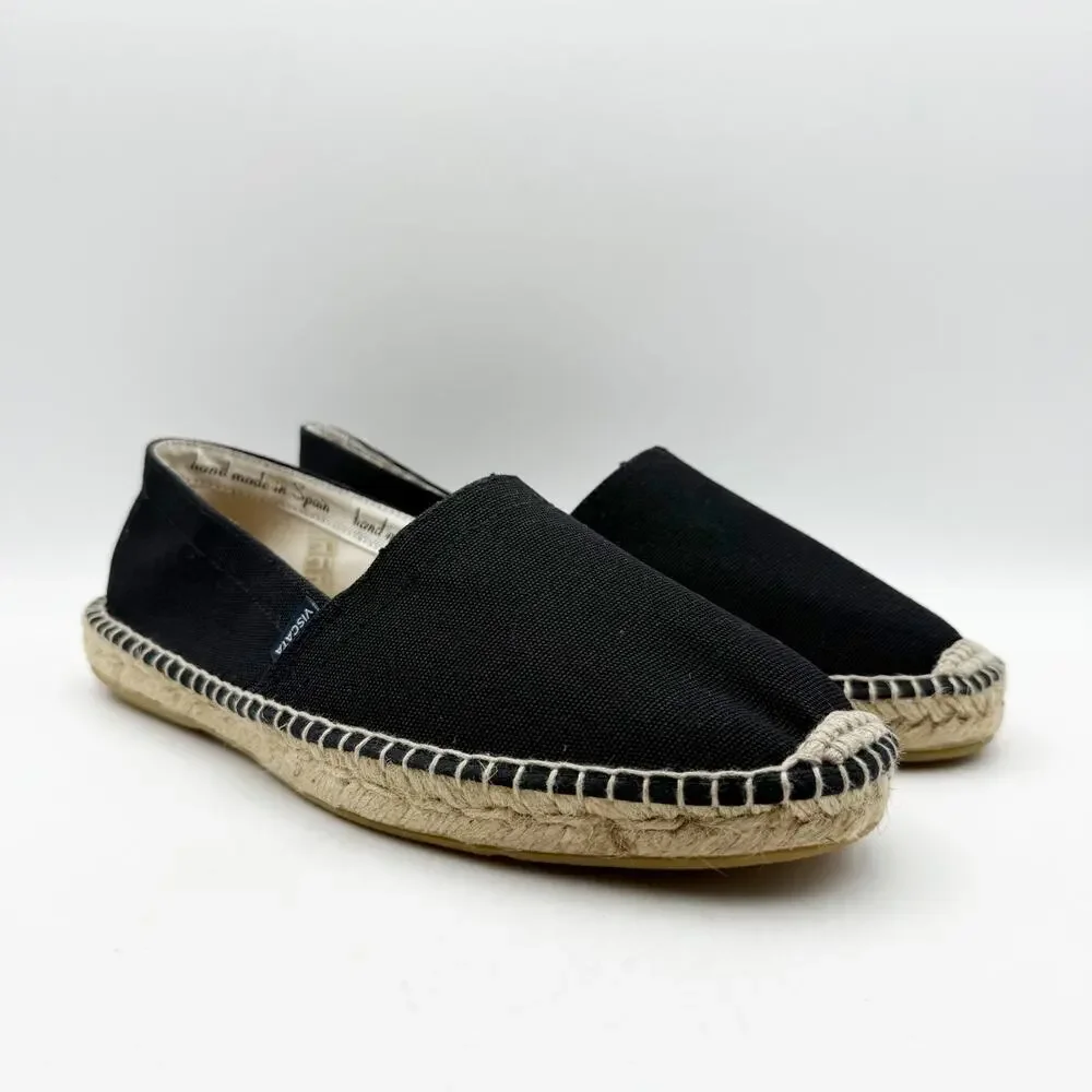 VISCATA Mens Sitges Espadrille Flats EU 42 US 9 Black Slip On NIB